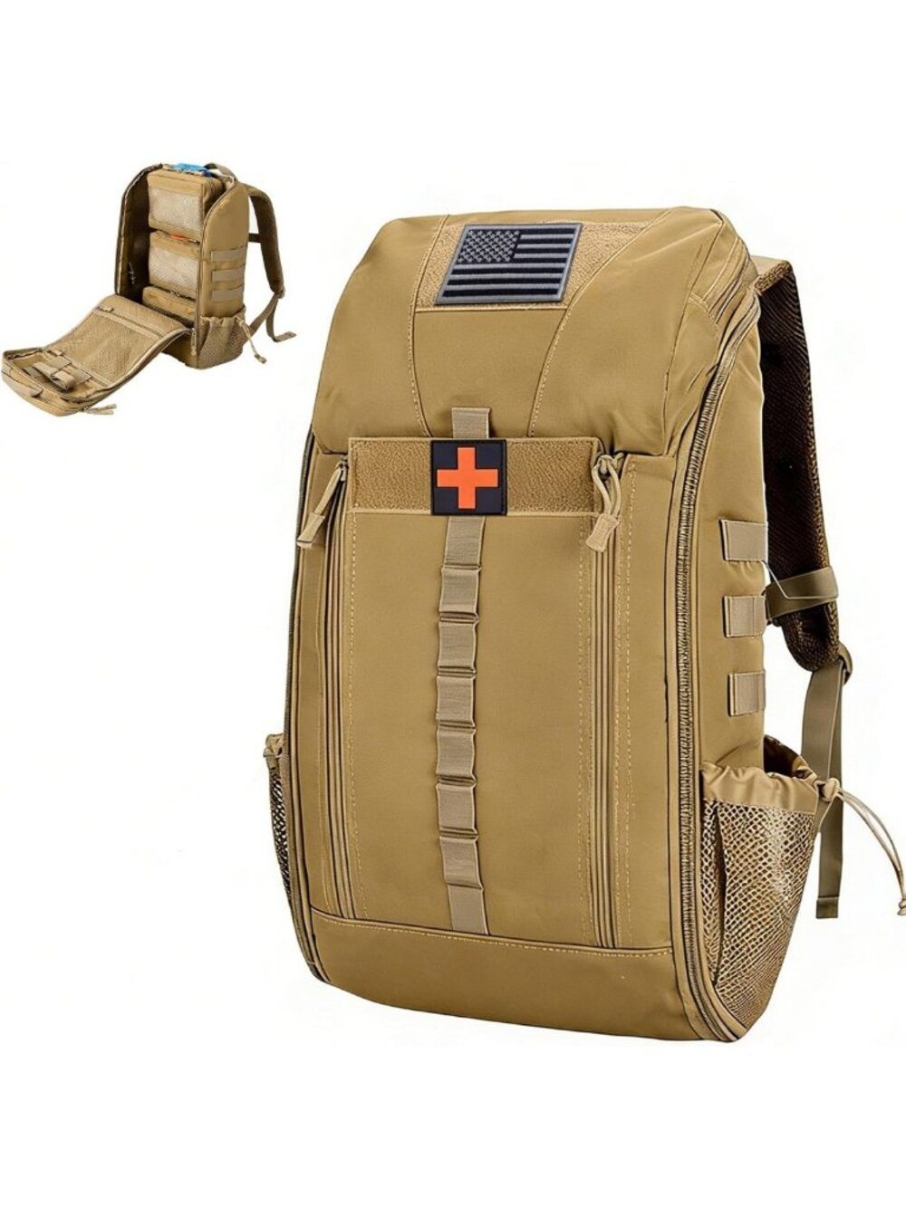 35L Tactical Military Backpack - 3-Day Assault Pack with Multiple Pockets, Khaki